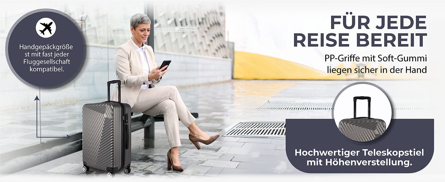 Набір валіз xRace 3 шт. ABS, 20/24/28 дюймів, ручна поклажа, TSA замок, 360° колеса, стійкий до ударів, преміум підкладка (темно-сірий)