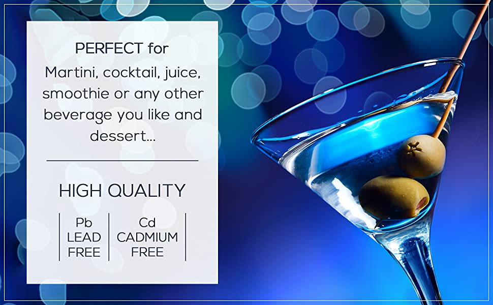 Набір мартіні склянок CRYSTALIA Premium, 4 шт, 175 мл, без свинцю, для коктейлів, Cosmopolitan, підходить для миття в посудомийній машині