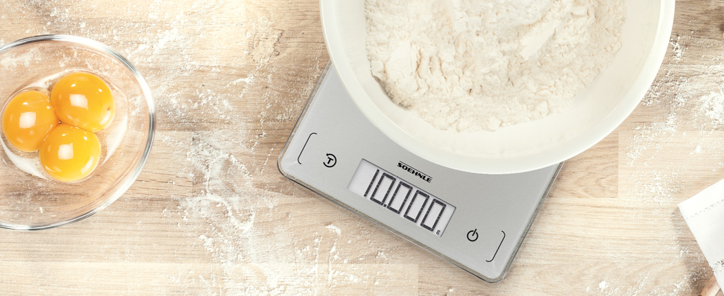 Кухонні ваги Soehnle Page Comfort 300 slim, цифрові, срібні, до 10 кг, точність 1 г, сенсорне управління, з батарейками, ультратонкий дизайн