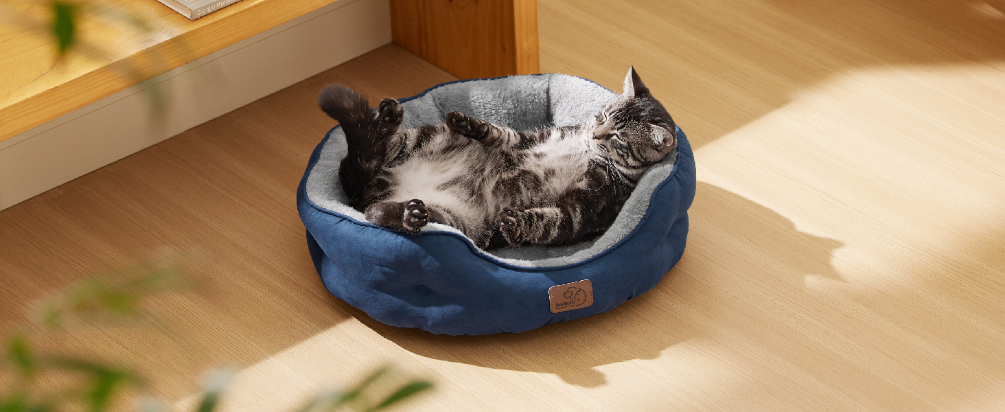 Ліжко для котів BEDSURE, сіре, 63x53x20 см, з двосторонньою подушкою, м'яке та пране, лежанка для котів і малих собак