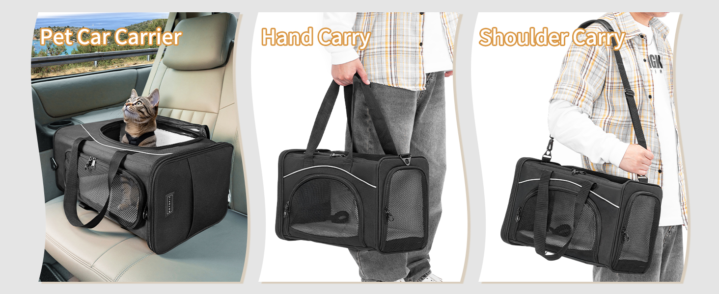 Транспортна сумка Petsfit для котів та собак | Авіапереліт, автомобіль, поїзд | Чорний, Small