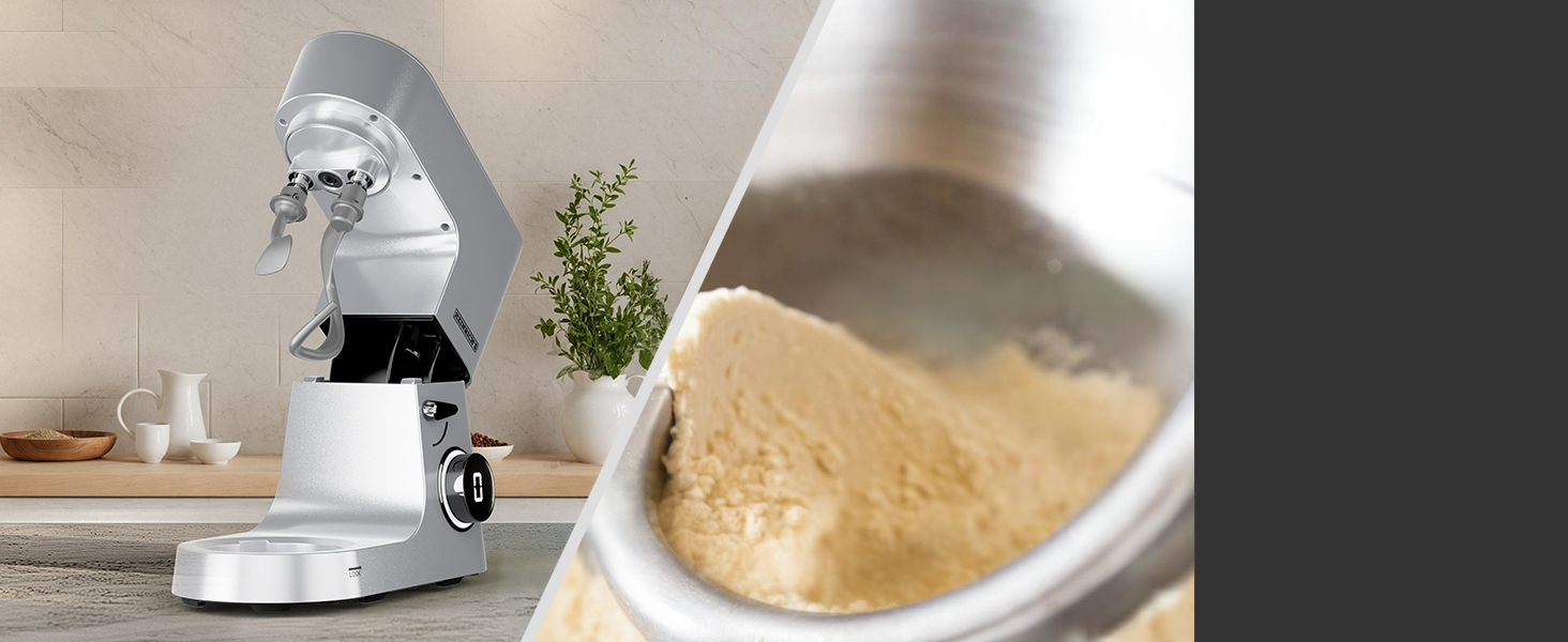 Кухонна машина Heinrichs з подвійним гаком для тіста, міксер, 2500W, 8L чаша з нержавіючої сталі, 8 швидкостей, тиха робота, колір