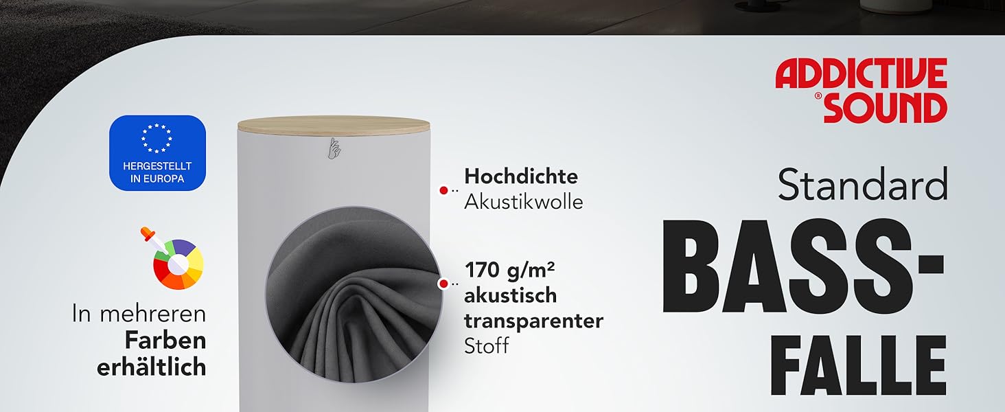 Бас-пастка Addictive Sound Bassfalle Rund Standard для студії, акустична панель зі спеціалізованої вовни (80-210 Гц), Apple, 98 см, Made in EU