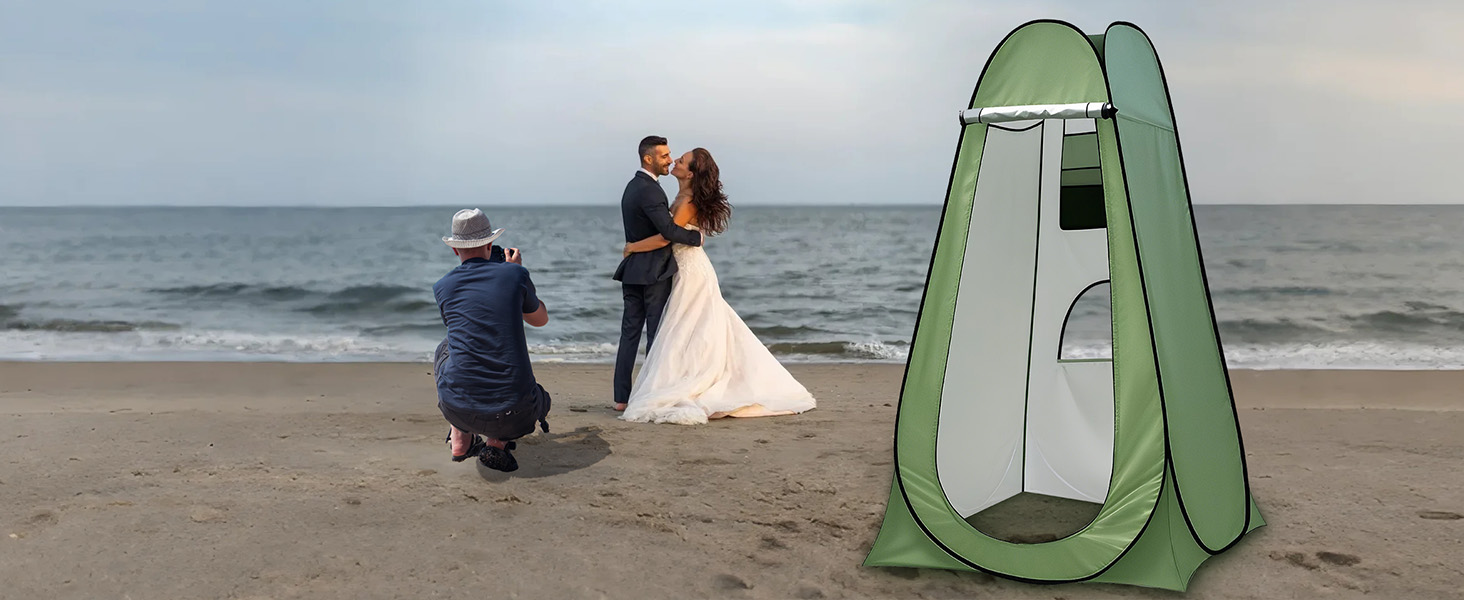 Charmofun Pop Up Camping Shower Tent with UV Protection - Portable Toilet & Changing Tent for Beach & Outdoor Use (Green)