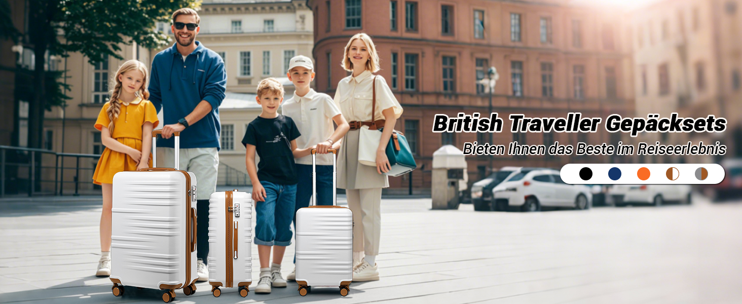 Чемодан British Traveller для ручної поклажі, середній, 64 x 43 x 26.5 см, з TSA-замком, ABS+PC, 24'+28' (білий)