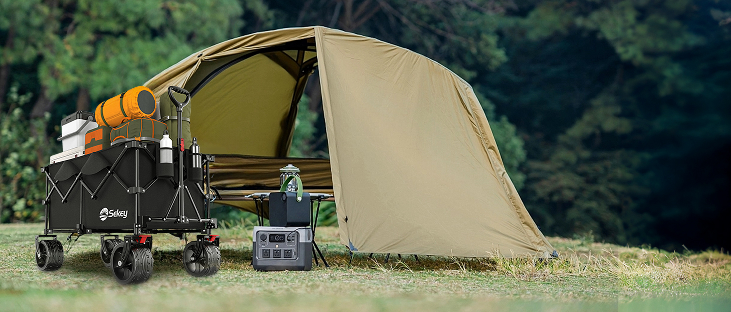 Вагон-тележка Sekey XXXL 300л, чорний. Складна, велика вантажопідйомність 200кг, широкі колеса для бездоріжжя, вантажопідйомність 200 кг.