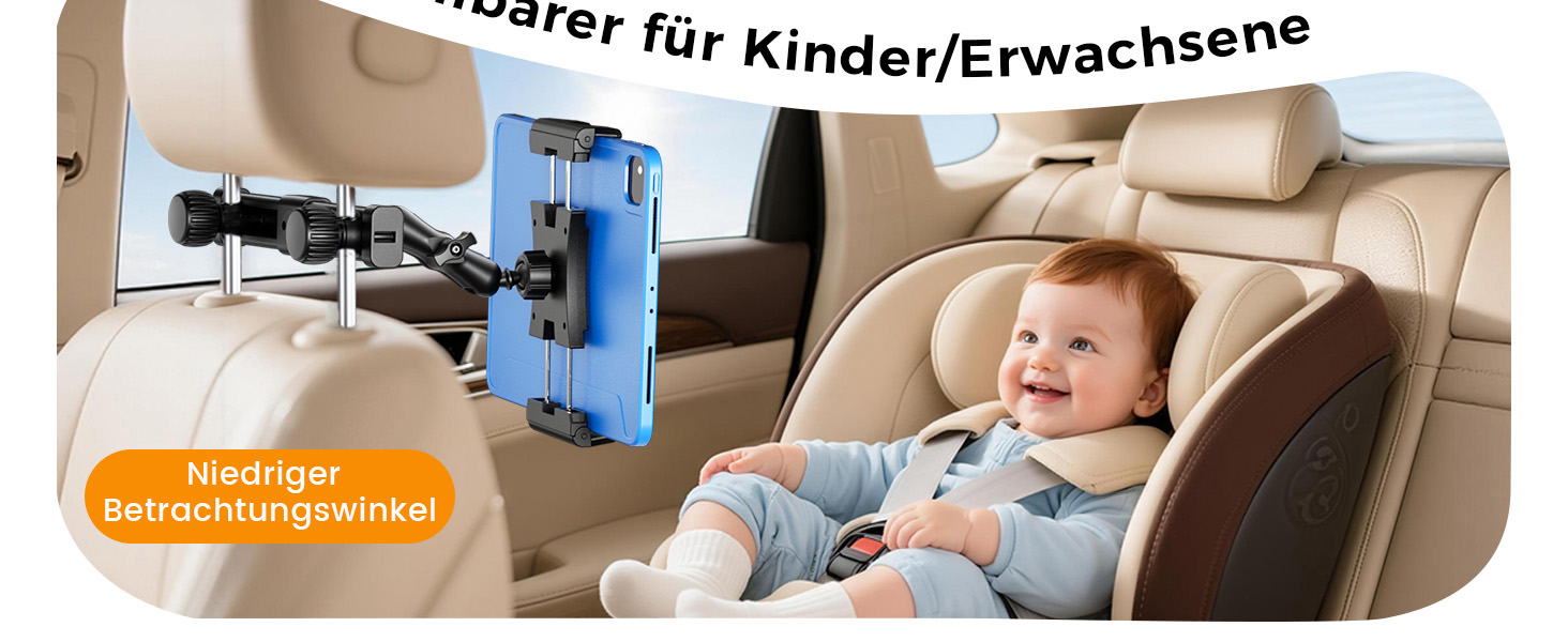 Тримач для планшета в авто OHLPRO: кріплення на підголівник, шарнірний кронштейн, сумісний з iPad, телефонами, Switch, Samsung (5-13 дюймів)