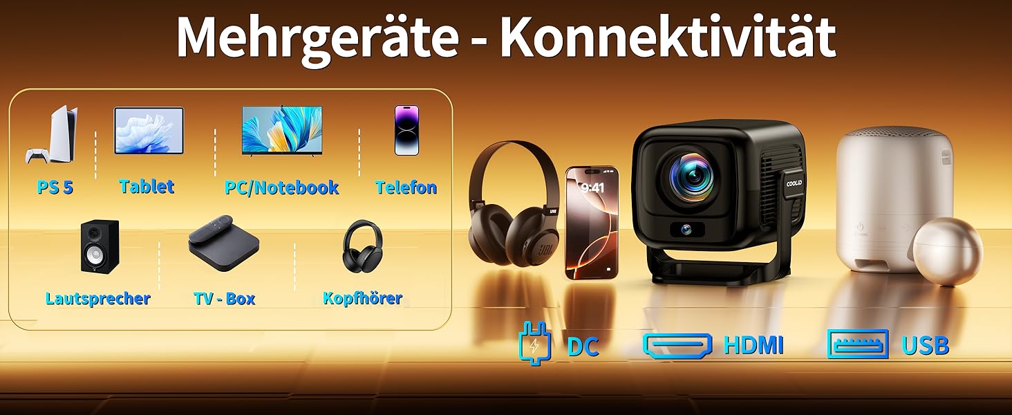 Портативний проєктор Mini Beamer 4K з WiFi 6, Bluetooth 5.4, автоматичною корекцією трапецеїдальних спотворень, обертання 270°, підтримка USB/Laptop, з пультом ДУ та мишкою, білий (Black-1)