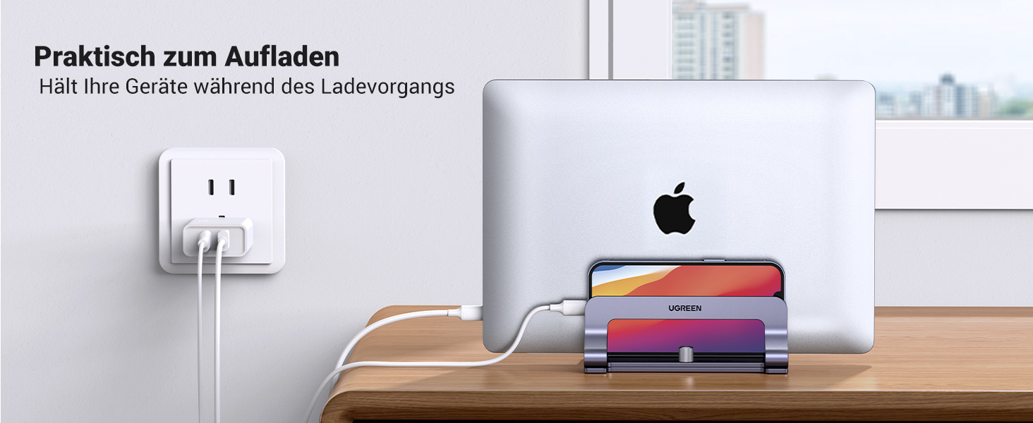 Підставка для ноутбука UGREEN з алюмінію, 2 слоти, вертикальна, для MacBook Pro/Air, iPad, Huawei, Surface, Dell, HP та інші