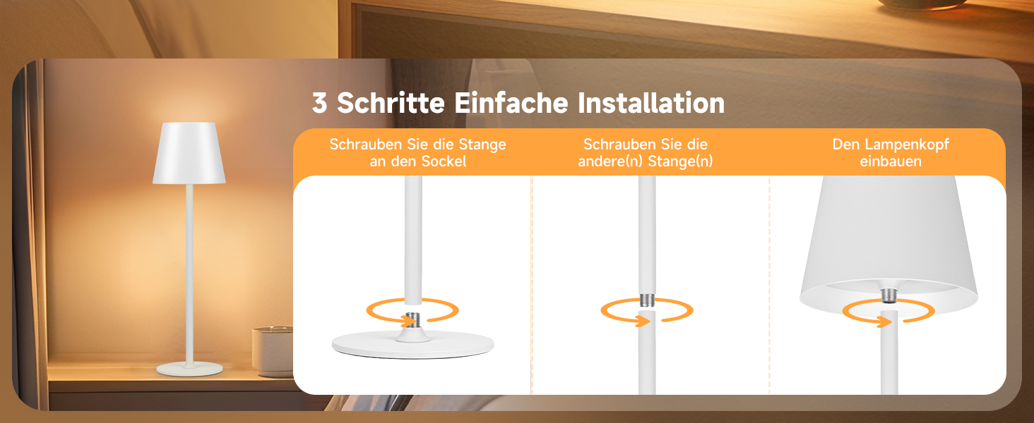Дві бездротові LED-лампа настільні, перезаряджувані, 3000K, 7 кольорів RGB, USB-C, 5500mAh, вологостійкі, для дому та на вулицю (білі, 2 шт.)