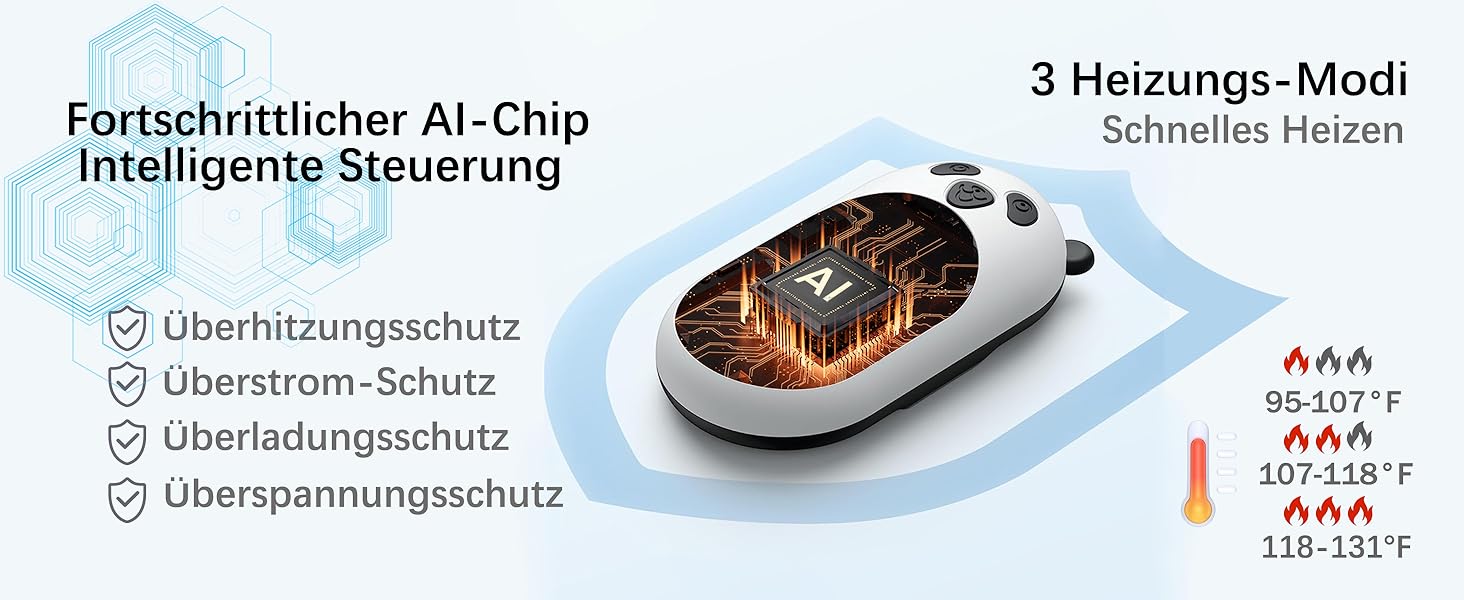 Електричний грієчка для рук, перезаряджається, 6000 mAh, USB, портативний, для жінок та чоловіків, для відпочинку на природі, кемпінгу, полювання, гольфу, Panda, чорний