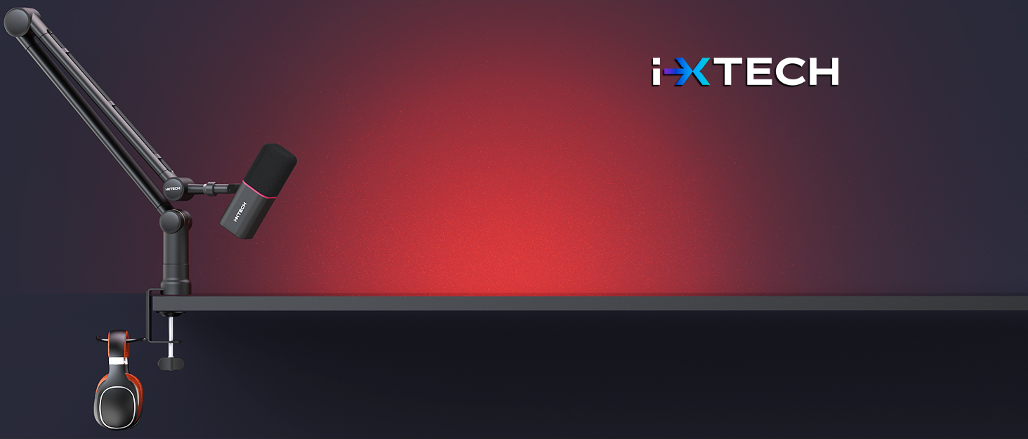 Кріплення для мікрофона IXTECH: сумісне з HyperX Quadcast, Rode, Shure SM7B, Blue Yeti. Настільний штатив для студійного мікрофона, подкастингу, стримінгу. Елегантна модель, високий профіль