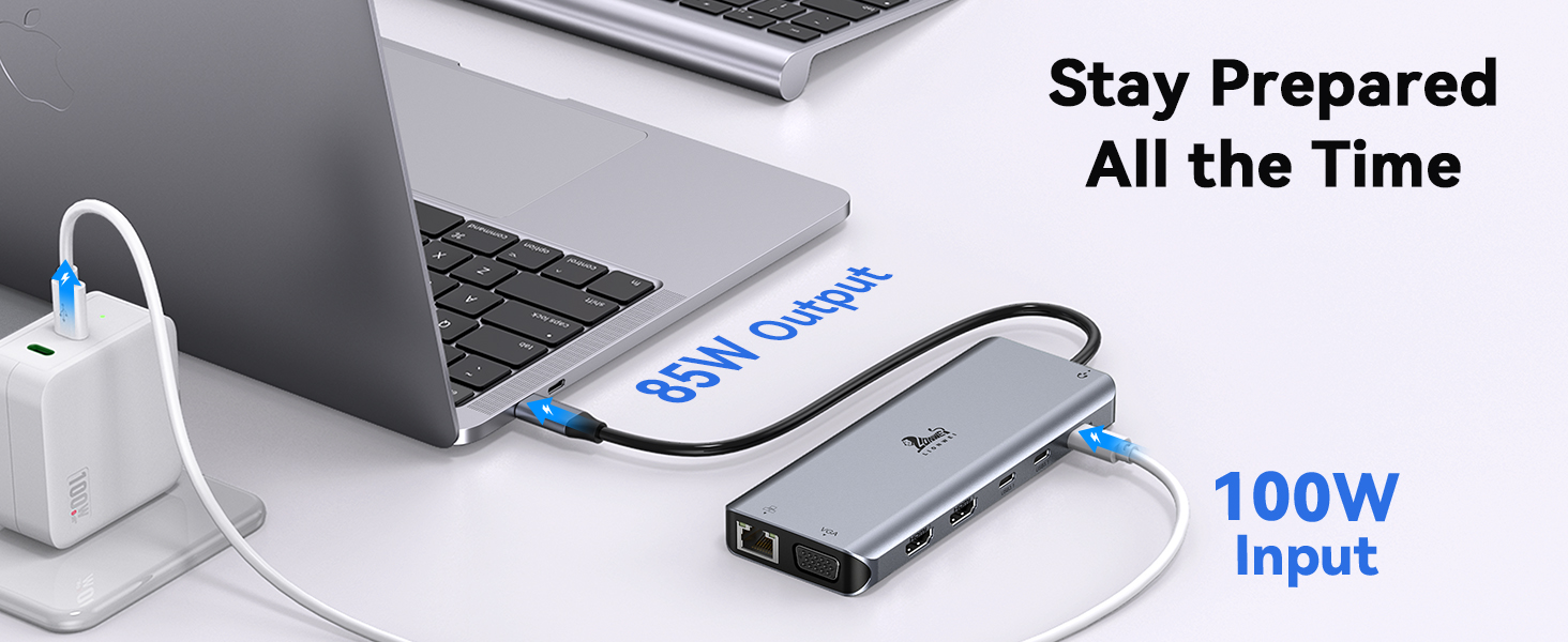 Док-станція USB C 13-в-1 для ноутбука: 2 HDMI, DisplayPort, 5 USB, Ethernet, 100W PD, SD/TF, Audio/Mic, підходить для Dell, HP, Surface
