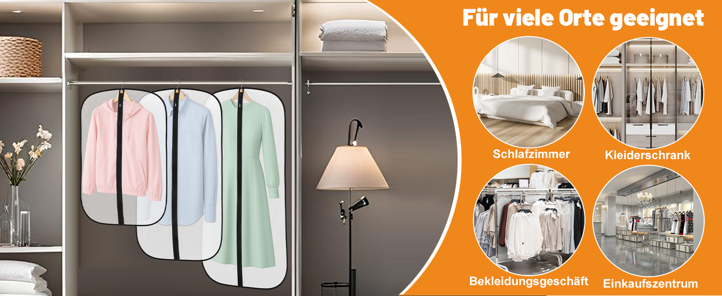 12 містких мішечків для одягу Dntorx 100 x 60 см, PEVA, прозорі, з блискавкою. Захист для костюмів, сорочок, суконь, пальто.