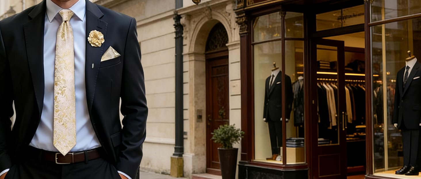 Краватка чоловіча DiBanGu шовкова блакитна з візерунком пейслі, комплект з кишеньковою хустинкою та запонками для весілля, універсальний розмір