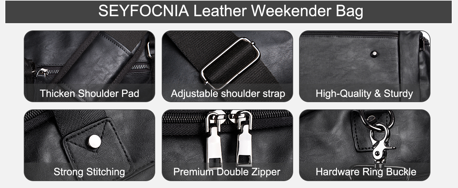 Duffle Bag with Shoe Bag, Overnight Bag, Leather Oversized Weekender Bag, Large Carry-on Bag, Duffel Bag for Women and Men