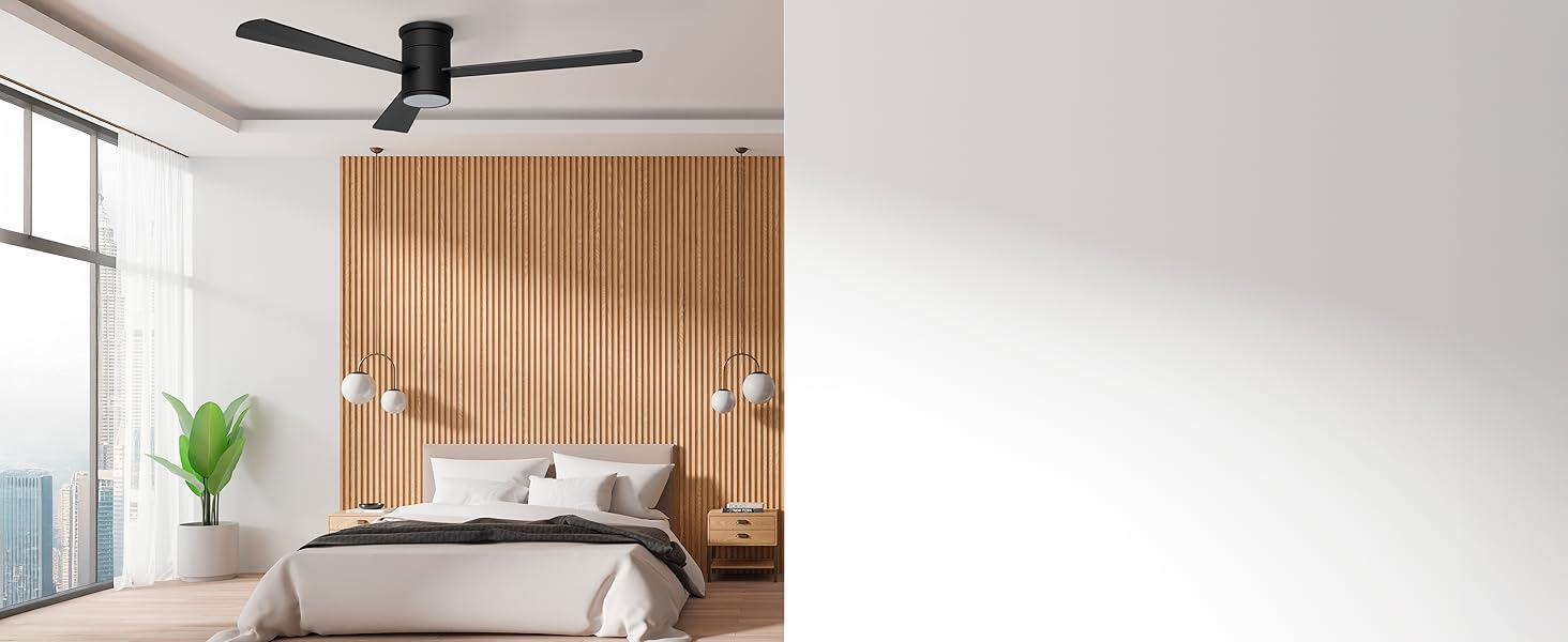 Стеляний вентилятор Noaton® Fornax Weiß з підсвічуванням, діаметр 132 см, DC двигун 40 Вт, регульоване LED-модуль 22 Вт, 3 колірні температури, пульт дистанційного керування, таймер, потік повітря до 185 м³/хв (Zoya BB)