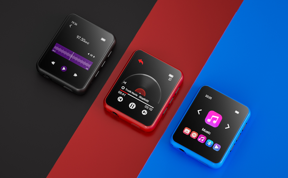 MP3 плеєр 32GB Bluetooth 5.0 з сенсорним екраном, Hi-Fi звук, металевий корпус, радіо, диктофон, підтримка до 128GB - блакитний