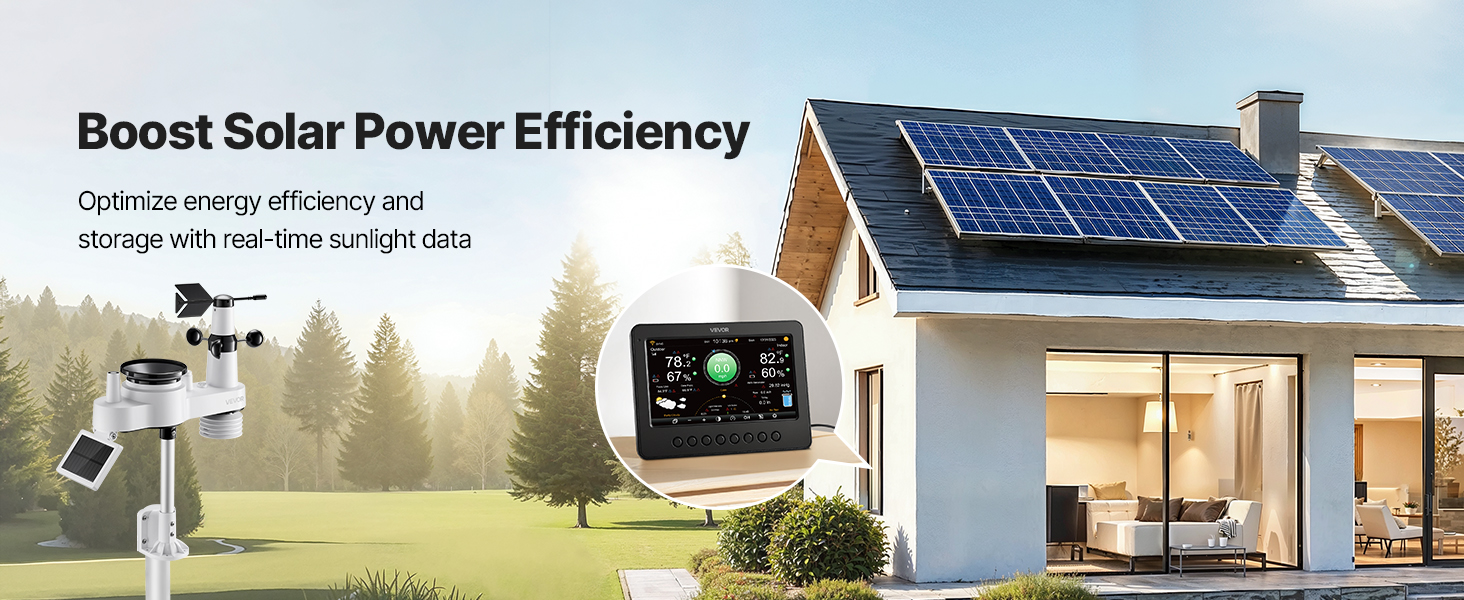Метеостанція VEVOR Profi 7-в-1 WiFi з сонячною панеллю, 7.5