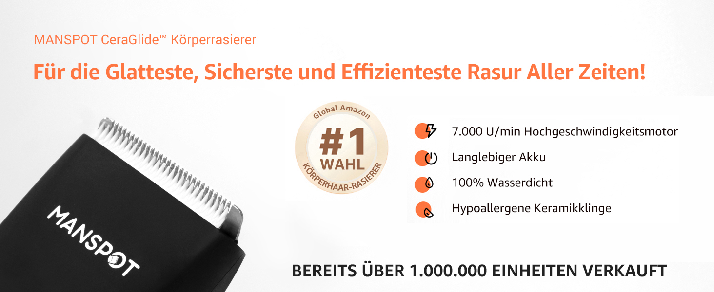 Триммер для тіла MANSPOT: чоловічий, вологостійкий, для інтимної зони, для тіла, для ніг, грудей, пахв, USB-C, для сухого та мокрого гоління