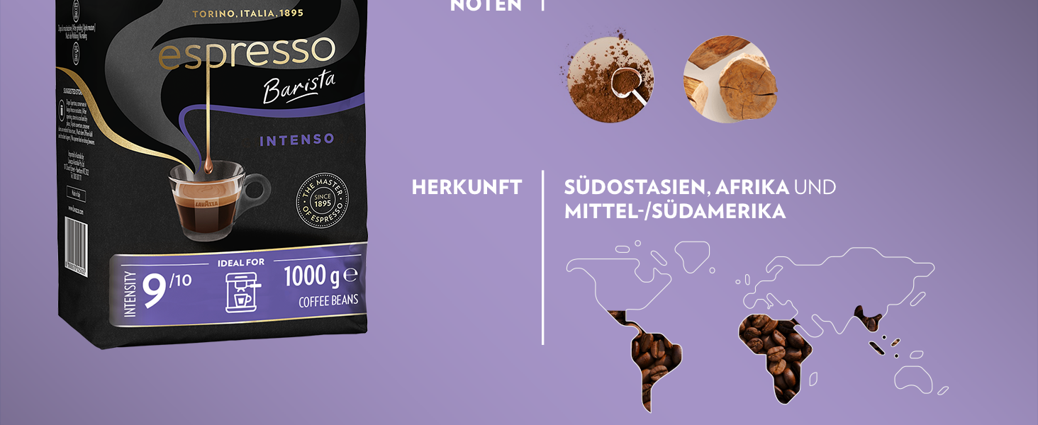 Кава в зернах Lavazza Espresso Barista Intenso, інтенсивність 9/10, середній обсмал, 1 кг