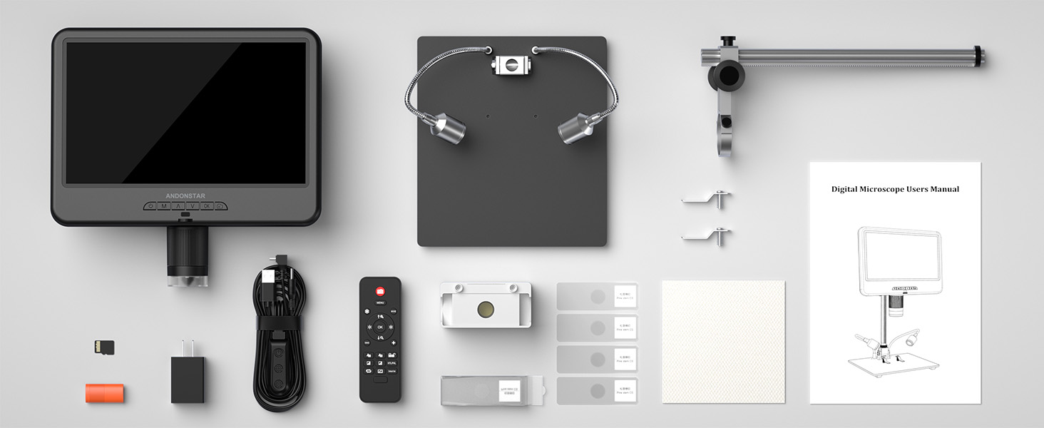 Мікроскоп цифровий Andonstar AD210 10.1 дюймів для дорослих, паяльний мікроскоп для ремонту електроніки, мікроскоп-камера для монет з повноекранним переглядом та підсвічуванням