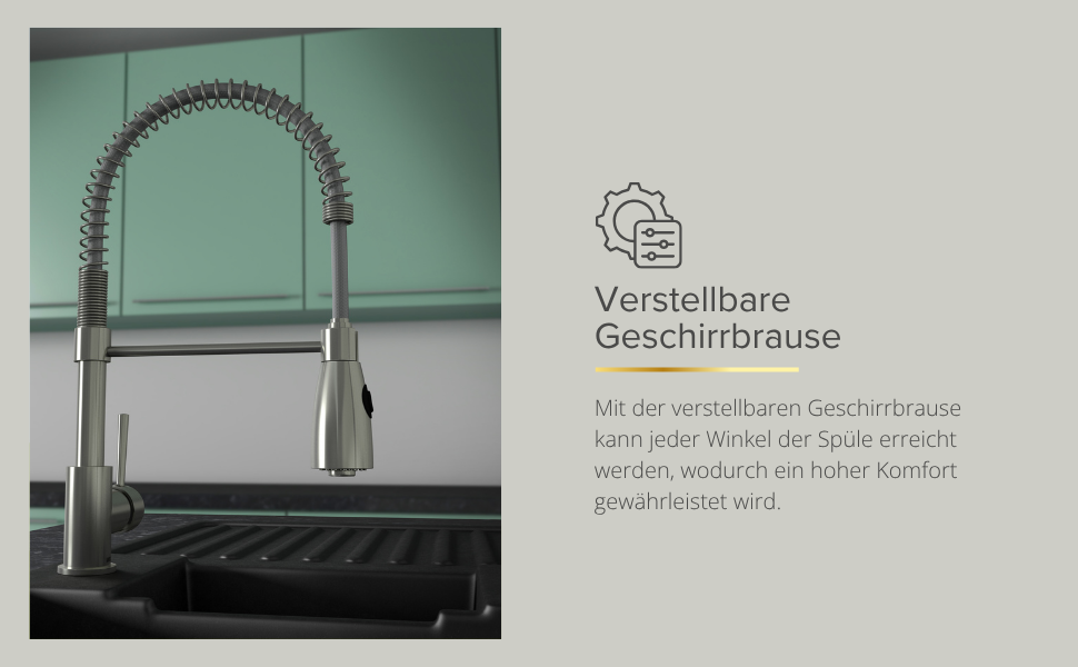 Кухонний змішувач Lenz KALANI² з нікелевим покриттям та висувною лійкою – високий тиск, проста установка, преміум-якість