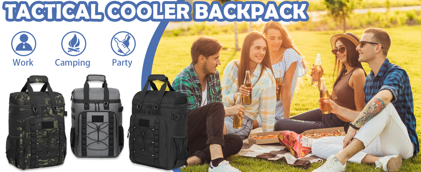 Терморюкзак для пікніка на 42 банки: чорний, тактичний, ізольований, для відпочинку на природі