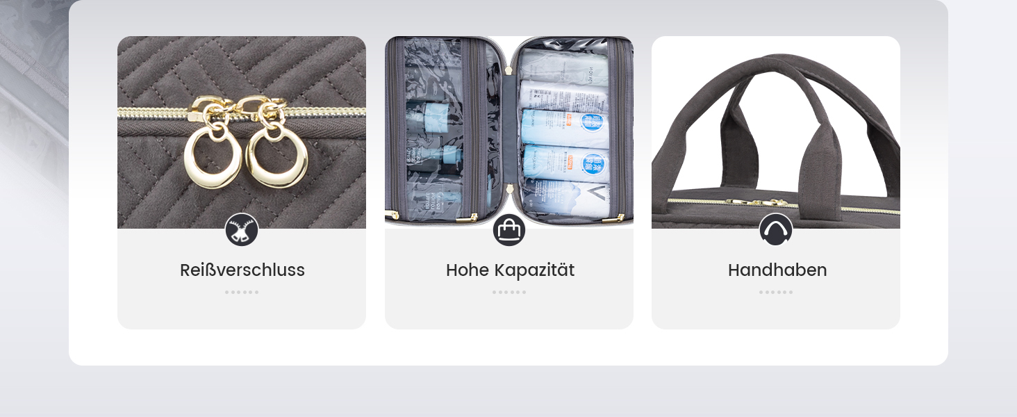 Чоловіча/Жіноча косметичка OVEVOOK водонепроникна для підвішування з гачками, велика з відділенням для прикрас (Сірий, M-Update)