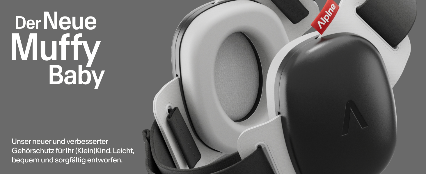 Захисні навушники Alpine Muffy Baby Klassik для дітей до 36 місяців - чорний колір. Безпечні, регульовані, запобігають пошкодженню слуху. Виготовлено в Німеччині.