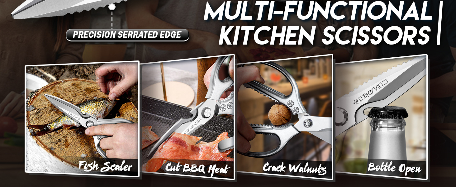 Набір кухонних ножиць DRAGON RIOT Stabile: 2 шт. з японської сталі, для м'яса та птиці, чорний колір, з нержавіючої сталі