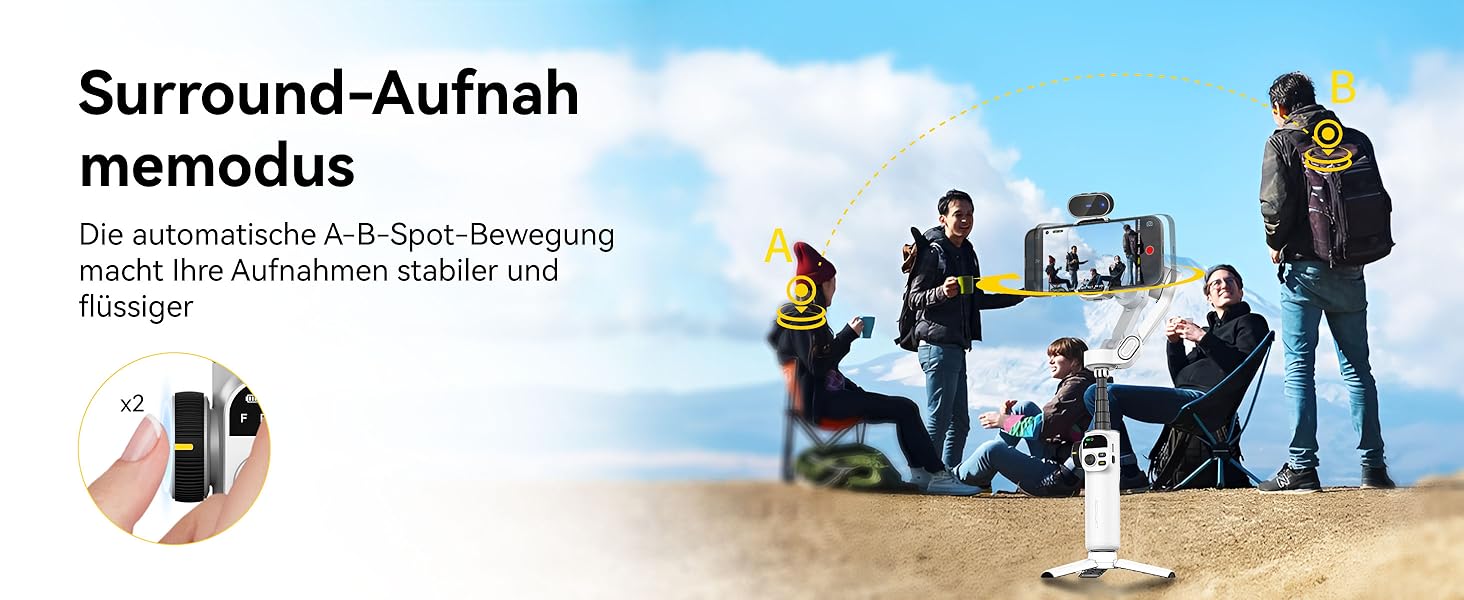 Стабілізатор для iPhone та Android з 3-осьовою стабілізацією та OLED-дисплеєм, 7.8