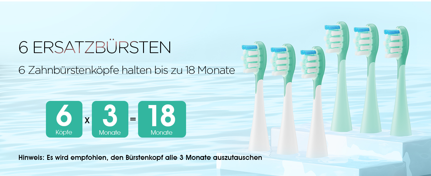 Електрична звукова зубна щітка Ultraschall ET110 (41000 VPM, 70 днів, 6 насадок, таймер, IPX7, зелена)