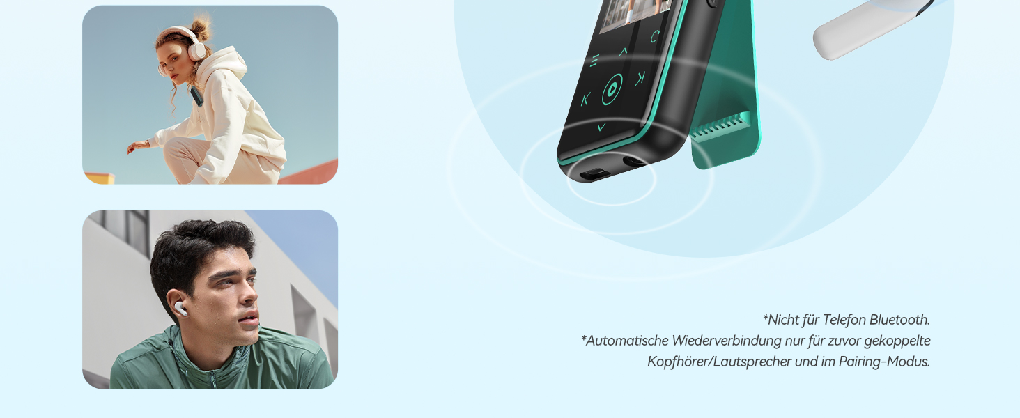 MP3 плеєр AGPTEK 64GB Bluetooth 5.3 з кліпсою для спорту, 1.8