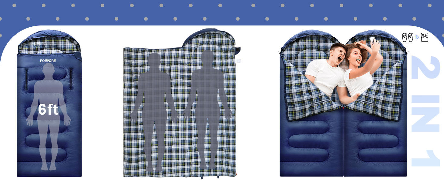 Спальний мішок POEPORE Outdoor 3-4 сезони, фланель, 220x80 см, для дорослих