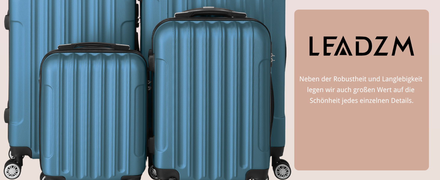 Набір валіз LEADZM 4 шт., дорожній набір, валізи з ABS-пластику з телескопічною ручкою, ручна поклажа (Морська синя)