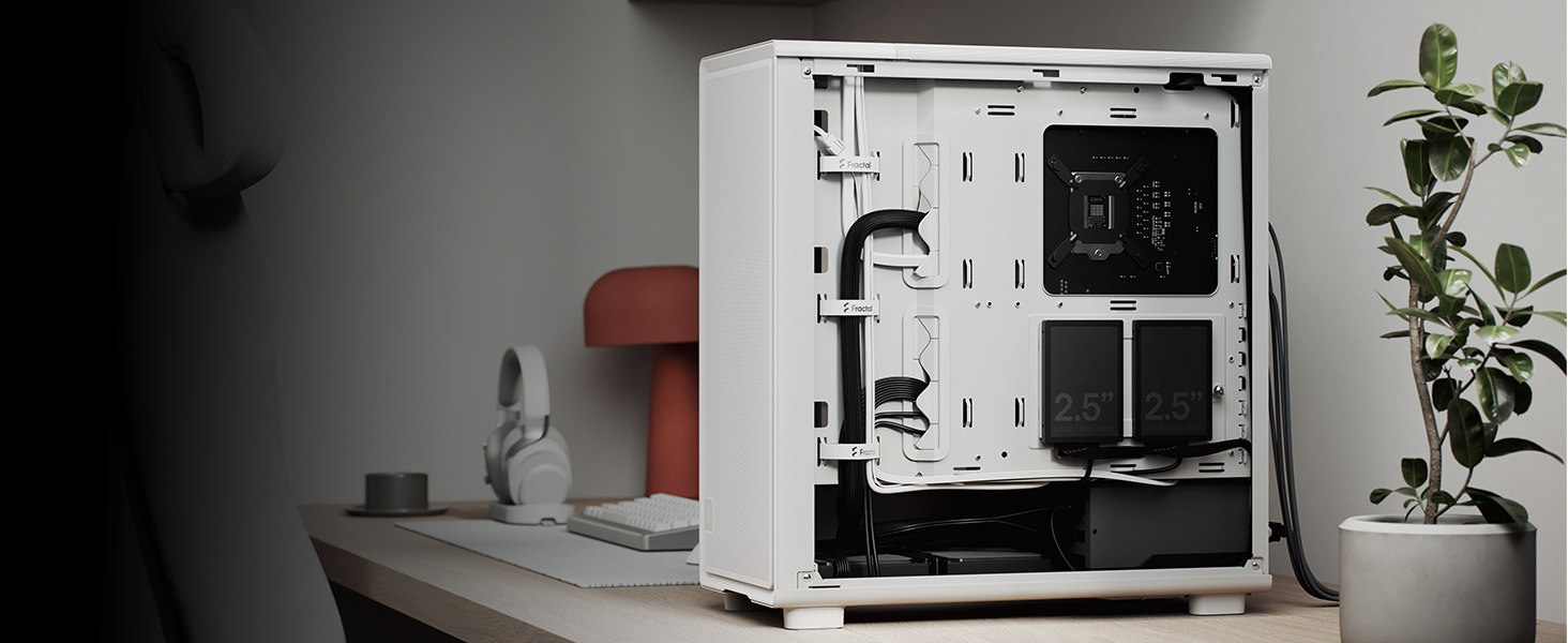 Комп'ютерний корпус Fractal Design Epoch Weiß з прозорою бічною панеллю з загартованого скла, Mesh-панель, 3 вентилятори Momentum 12, підтримка ATX/mATX/ITX