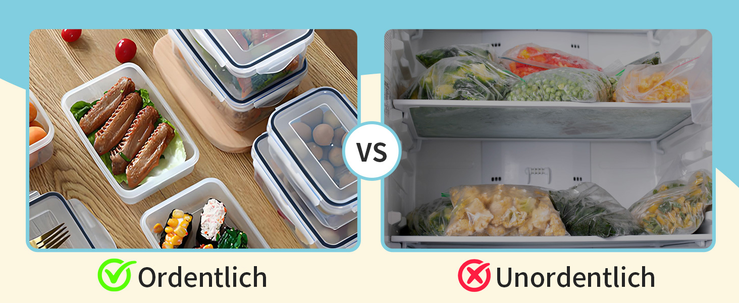 12 контейнерів для зберігання їжі з кришкою, контейнери для заморожування, meal prep бокси, 6 x 1л/0.52л, BPA-free, герметичні, для мікрохвильової печі, придатні для миття в посудомийній машині, для зберігання та транспортування їжі, фруктів, овочів