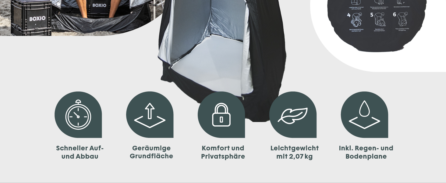 BOXIO Намет для душу/туалету: мобільний намет для кемпінгу 2x1м. Ідеально для вантажівки, кемпінгу та фестивалів
