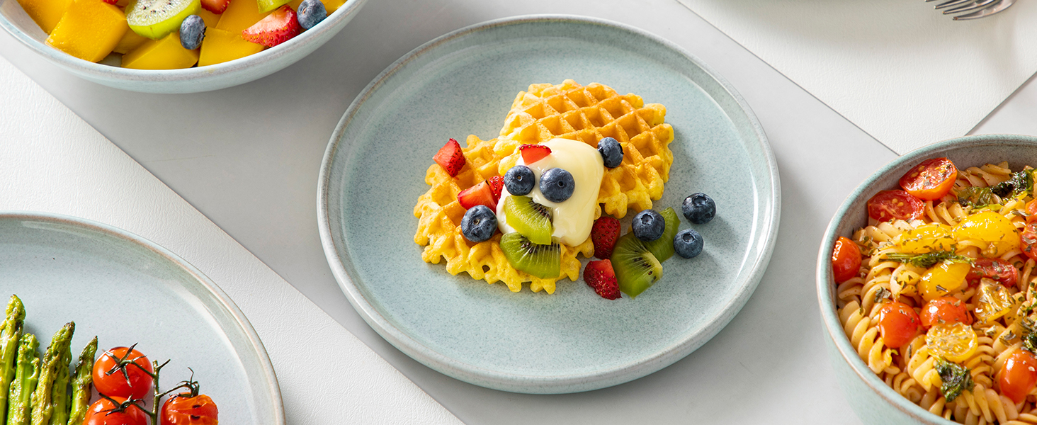 Набір мисок vancasso ANYA (48 шт.) з кераміки, 16.1 см, 840 мл, для мюслі, стійкі до подряпин, підходить для мікрохвильової печі та посудомийної машини (м'ятний колір)