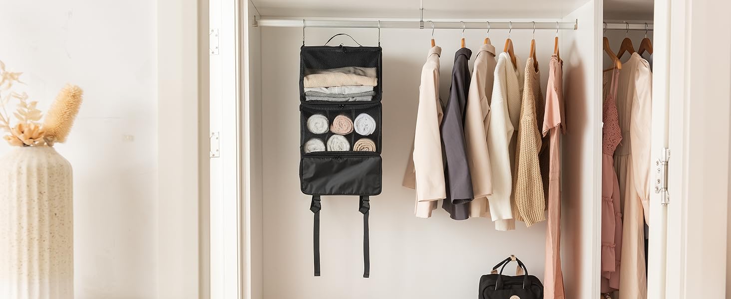 Настінна полиця-органайзер з тканини GRANNY SAYS з 3 відділеннями, для подорожей, чорна (середній)