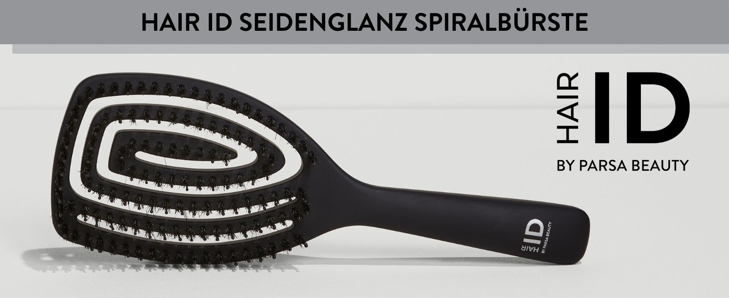 PARSA Beauty Hair ID Seidenglanz Spiralbürste: преміум-щітка для волосся з натуральною щетиною та шовковистим протеїном. Гнучкий наконечник для масажу шкіри голови, зменшує пухнастість та надає блиск.