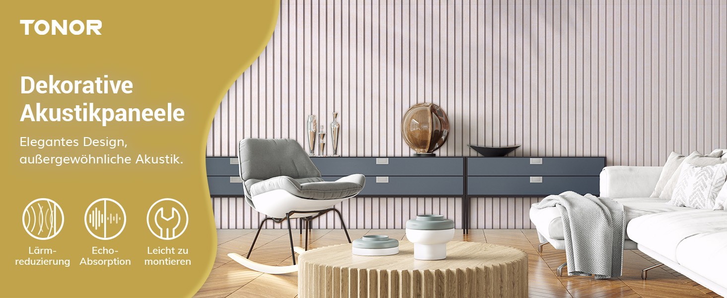 Акустичні панелі TONOR самоклеючі для шумоізоляції, звукопоглинаючі панелі для стін у студію, офіс та дім, 120x60x1.9 см, колір верблюжий (набір 8 шт)