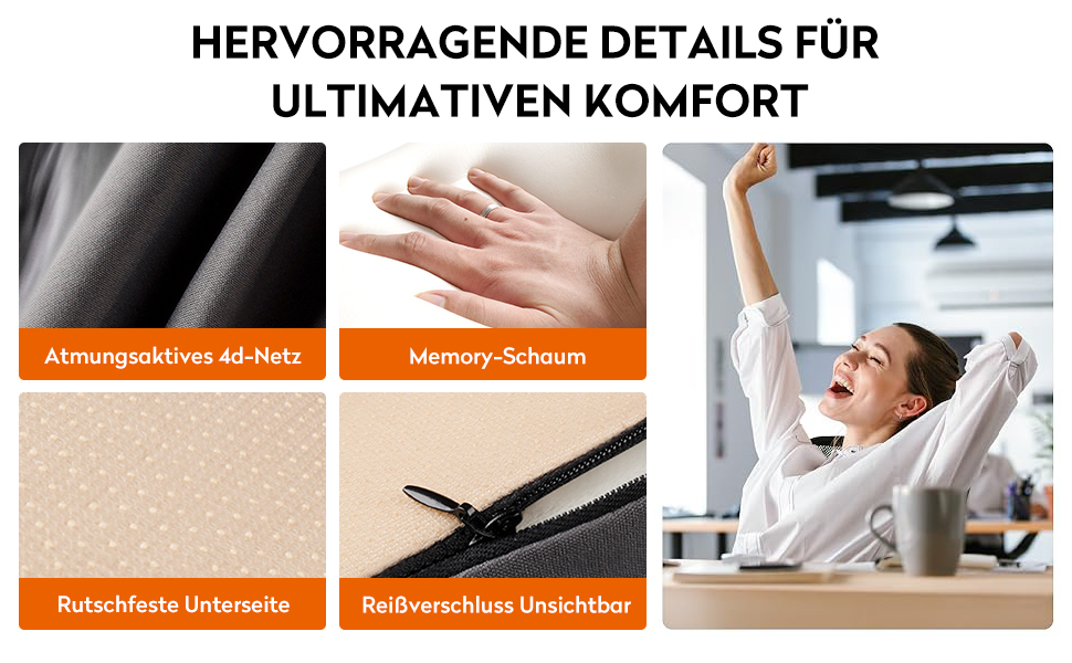Подушка для сидіння в авто з Memory Foam, ортопедична, чорна. Підвищення сидіння для водія, для офісного крісла, інвалідного візка