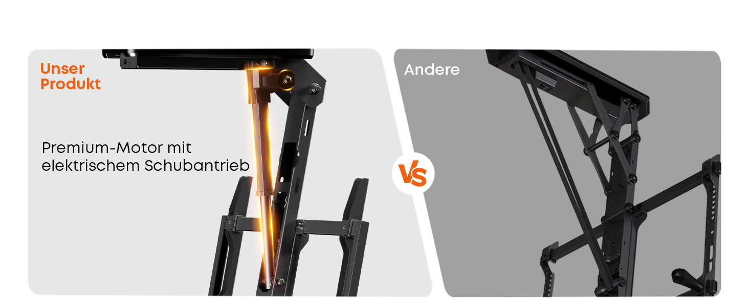 Електричний стельовий кронштейн для телевізора 37-75 дюймів, чорний - похилий, з пультом ДУ, до 45 кг