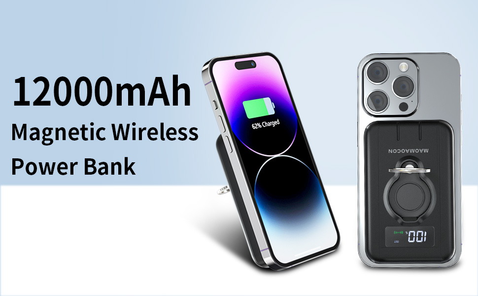 Портативний Пауербанк 12000mAh з бездротовою зарядкою та LCD дисплеєм (USB-C)