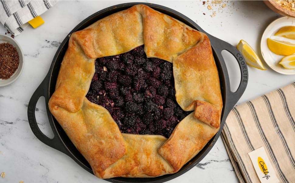 Гриль-плита COOKLIFE 30,5 см з легкого попередньо прожареного чавуну, полірована поверхня, легка у догляді, для духовки, плити чи гриля