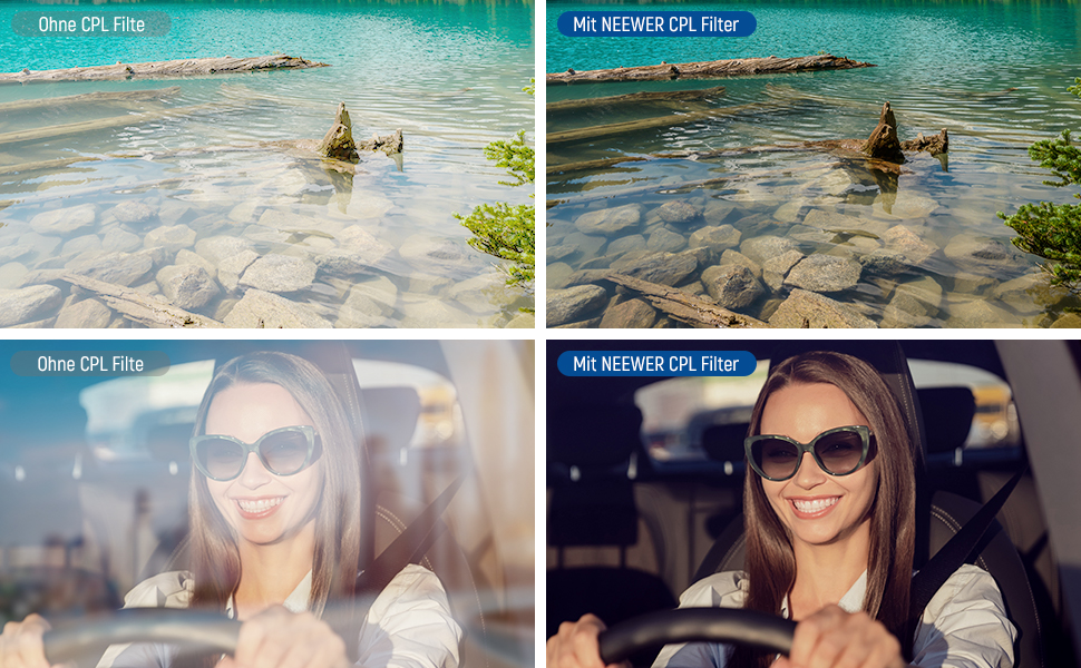 NEEWER 77mm Поляризаційний фільтр (Полярізатор/CPL) з 30-шаровою плівкою, зменшує відблиски, покращує контраст, ультратонкий, з оптичного скла HD