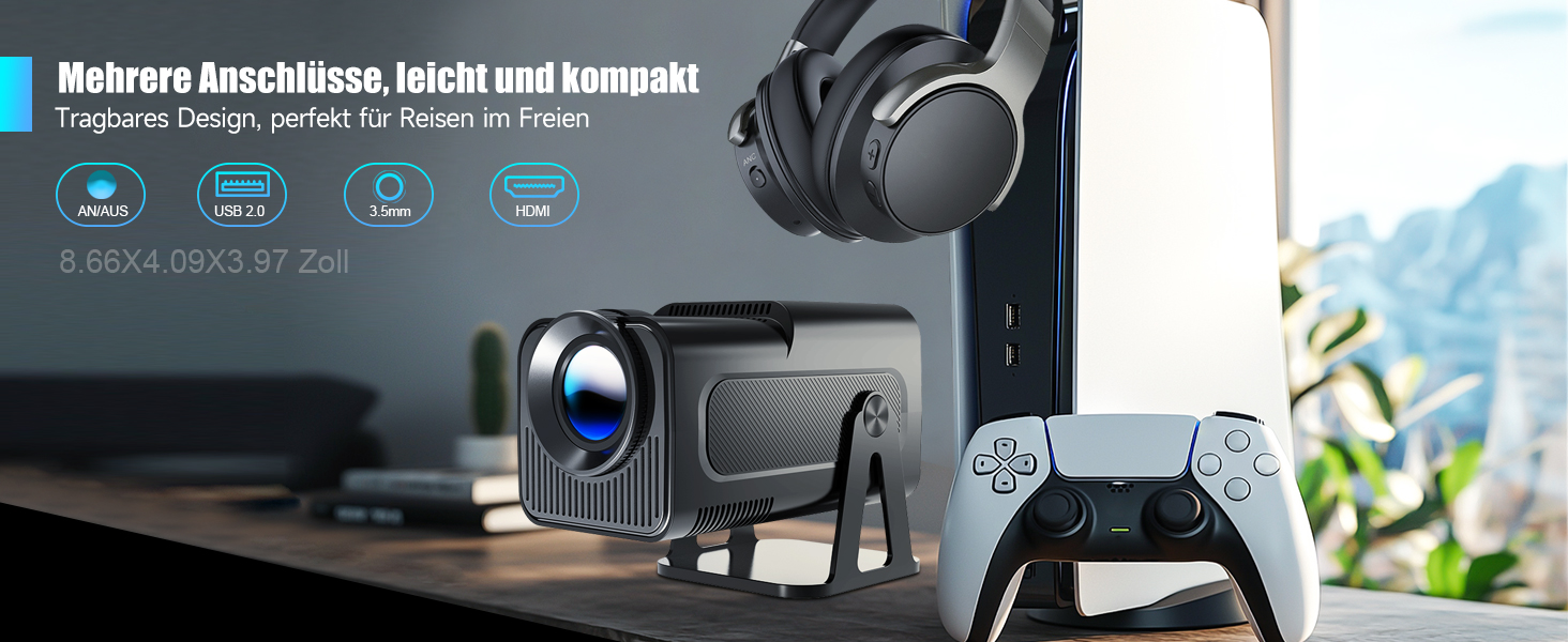 Android 13 проєктор Smart Beamer 1080P з підтримкою 5G WiFi, голосовим асистентом, автоматичною корекцією трапеції та 12000 люмен для домашнього кінотеатру та використання на відкритому повітрі (320ANSI)