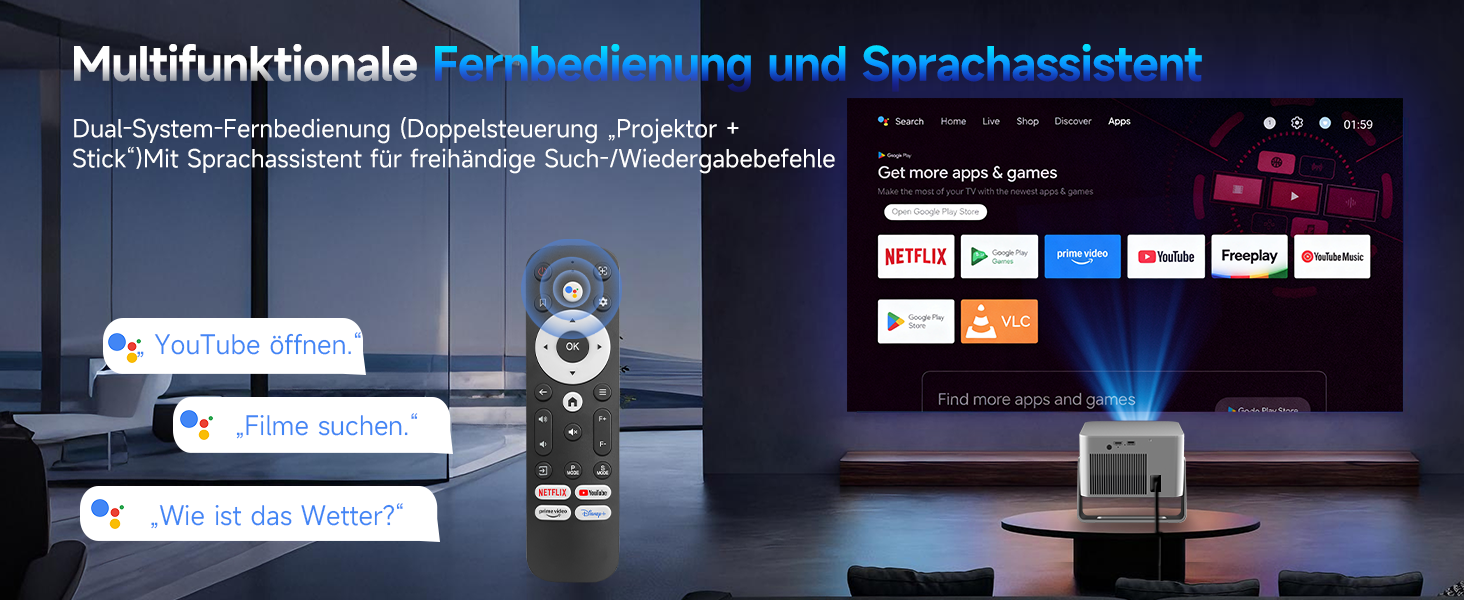 Magcubic Beamer 4K: Міні-проектор з WiFi 5, Bluetooth 5.1, 15W, 650 ANSI, Dolby Audio/HDR10+, автофокус, трапец. корекція, 180° обертання (сірий)